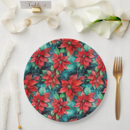 Poinsettia Blume Klassisches Weihnachtsgebäck Pappteller