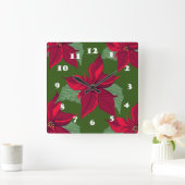 Poinsettia Blume Quadratische Wanduhr (Zuhause)