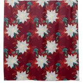 Poinsettia Blume Rot und Grün Duschvorhang (Vorderseite)