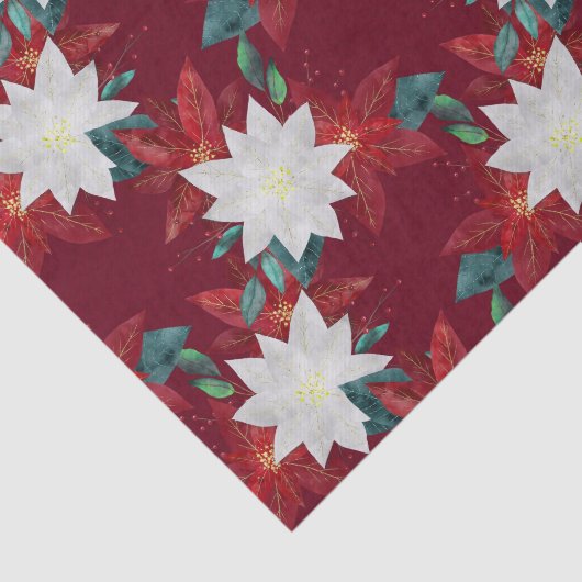 Poinsettia Blume Rot und Grün Seidenpapier (Ausschnitt)