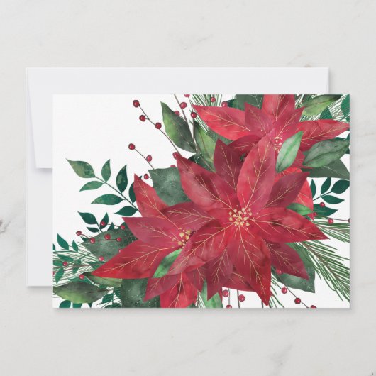 Poinsettia Blume Rot und Grün Weihnachten Hochzeit Einladung (Rückseite)