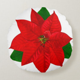 Poinsettia-Blume Rundes Kissen