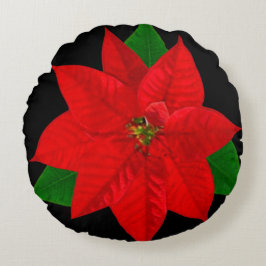 Poinsettia-Blume Rundes Kissen
