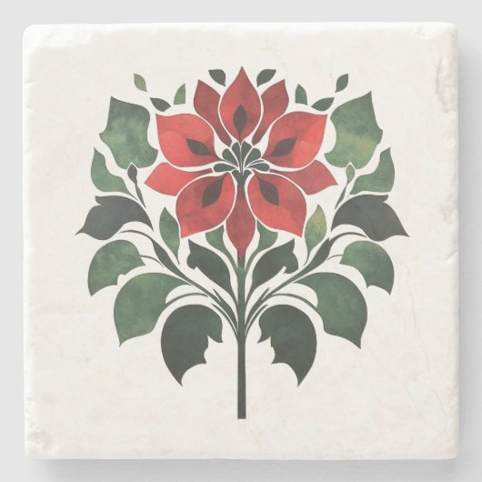 Poinsettia-Blume Steinuntersetzer (Vorderseite)