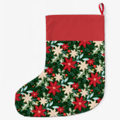 Poinsettia Blume und Blätter Urlaub Großer Weihnachtsstrumpf (Rückseite)