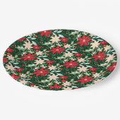 Poinsettia Blume und Blätter Urlaub Pappteller (Schrägansicht)