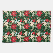 Poinsettia Blume und Blätter Weihnachten Geschirrtuch (Horizontal)