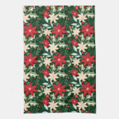 Poinsettia Blume und Blätter Weihnachten Geschirrtuch (Vertikal)