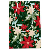 Poinsettia Blume und Blätter Weihnachten Mittlere Geschenktüte (Vorderseite)