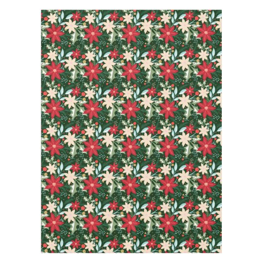 Poinsettia Blume und Blätter Weihnachten Tischdecke (Vorderseite)