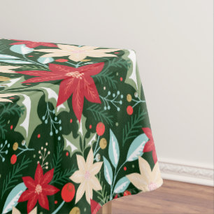 Poinsettia Blume und Blätter Weihnachten Tischdecke