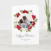 Poinsettia Blume und Kiefernholz Foto Karte (Vorderseite)