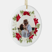 Poinsettia Blume und Kiefernholz Foto Keramik Ornament (Rechts)