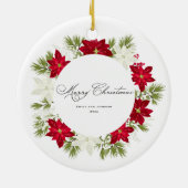 Poinsettia Blume und Kiefernholz Foto Keramik Ornament (Hinten)