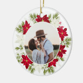 Poinsettia Blume und Pinienwälder Weihnachten Keramik Ornament (Links)