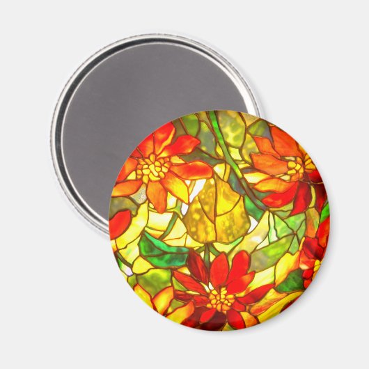 Poinsettia Blume Vintag Magnet (Vorderseite/Rückseite)