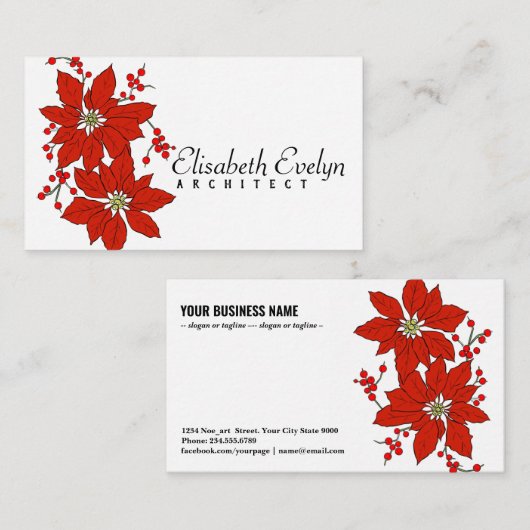 Poinsettia-Blume Visitenkarte (Vorne/Hinten)