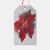 Poinsettia Blume Weihnachtsölmalerei Geschenkanhänger (Vorderseite)