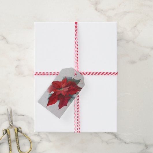 Poinsettia Blume Weihnachtsölmalerei Geschenkanhänger (Mit Garn)