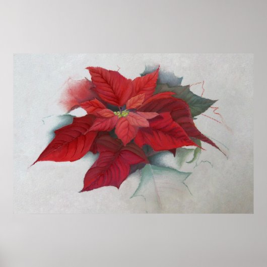 Poinsettia Blume Weihnachtsölmalerei Poster (Vorne)