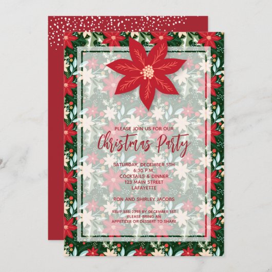 Poinsettia Blumenurlaub - Einladungen (Vorne/Hinten)