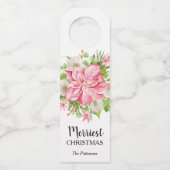 Poinsettia Blumenweihnachtsfest Flaschenanhänger (Vorderseite)