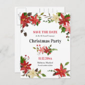 Poinsettia Blumenweihnachtsfest - Party Save the D Ankündigungspostkarte (Vorne/Hinten)