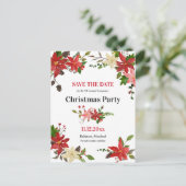 Poinsettia Blumenweihnachtsfest - Party Save the D Ankündigungspostkarte (Stehend Vorderseite)