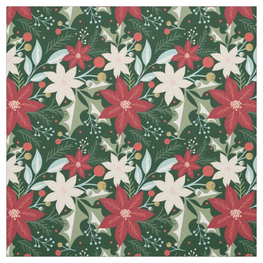 Poinsettia Blumenweihnachtsfest Stoff (Muster)
