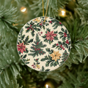 Poinsettia Blumenweihnachtsmuster (15) Keramik Ornament