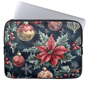 Poinsettia Blumenweihnachtsmuster (16) Laptopschutzhülle