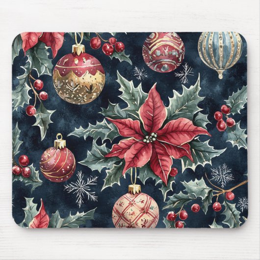 Poinsettia Blumenweihnachtsmuster (16) Mousepad (Vorne)