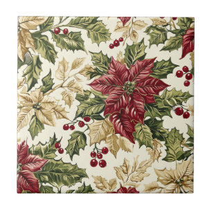 Poinsettia Blumenweihnachtsmuster (17) Fliese