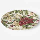 Poinsettia Blumenweihnachtsmuster (17) Pappteller (Schrägansicht)