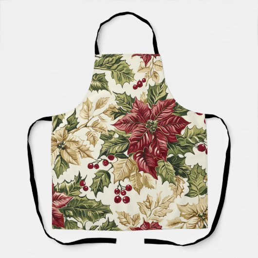 Poinsettia Blumenweihnachtsmuster (17) Schürze (Vorderseite)