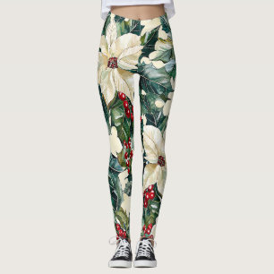 Poinsettia Blumenweihnachtsmuster (19) Leggings