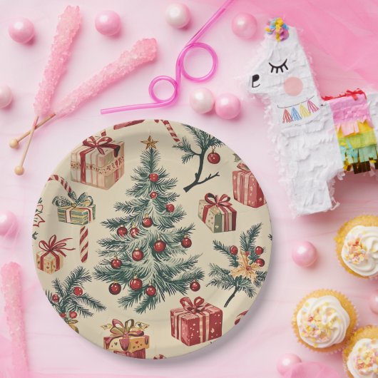 Poinsettia Blumenweihnachtsmuster (2) Pappteller (Party)