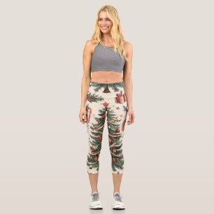 Poinsettia Blumenweihnachtsmuster (4) Capri Leggings