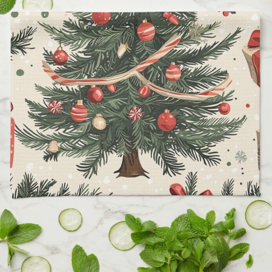 Poinsettia Blumenweihnachtsmuster (4) Geschirrtuch (Gefaltet)