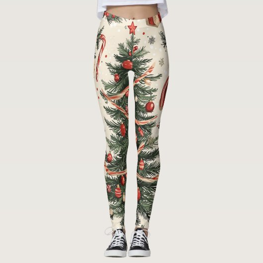 Poinsettia Blumenweihnachtsmuster (4) Leggings (Vorderseite)