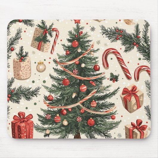 Poinsettia Blumenweihnachtsmuster (4) Mousepad (Vorne)
