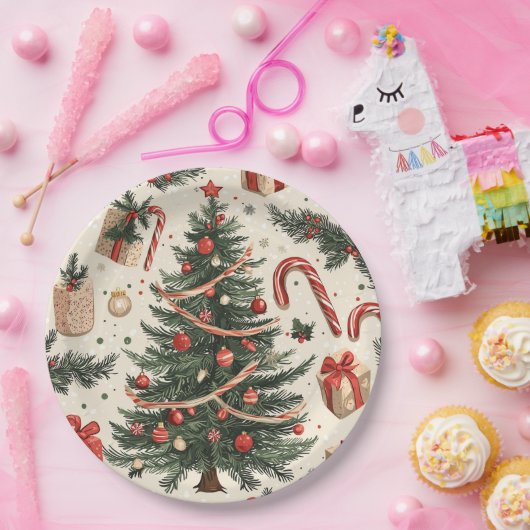 Poinsettia Blumenweihnachtsmuster (4) Pappteller (Party)