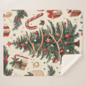 Poinsettia Blumenweihnachtsmuster (4) Sherpadecke (Vorderseite (Horizontal))