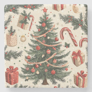 Poinsettia Blumenweihnachtsmuster (4) Steinuntersetzer