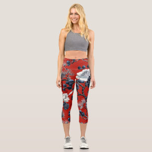 Poinsettia Blumenweihnachtsmuster (7) Capri Leggings