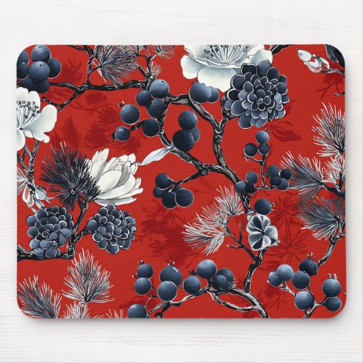 Poinsettia Blumenweihnachtsmuster (7) Mousepad (Vorne)