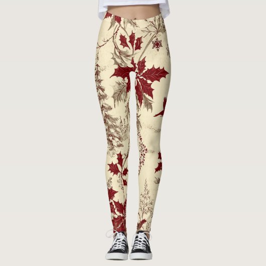 Poinsettia Blumenweihnachtsmuster (8) Leggings (Vorderseite)