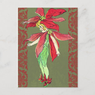 Poinsettia-Blütenfee Postkarte