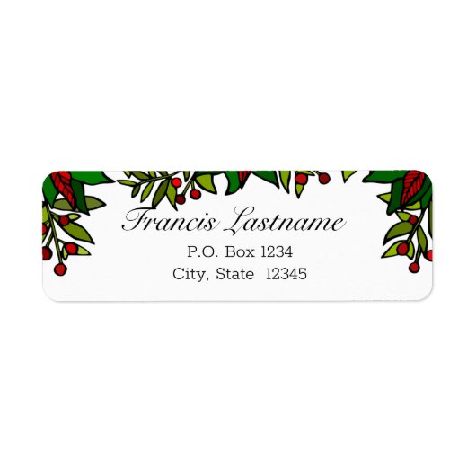 Poinsettia Border Christmas Return Address Label (Vorne)