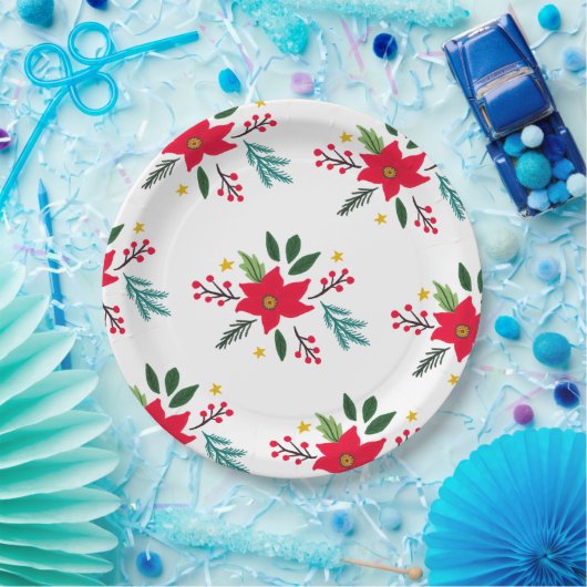 Poinsettia Botanicals Folies Weihnachten Pappteller (Party)
